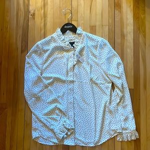 Talbots button down blouse, size L. Cream with black polkadots. New with tags